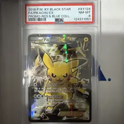 2016 POKEMON XY BLACK STAR PROMO RED & BLUE COLL FULL ART/PIKACHU EX PSA 8 - Image 1