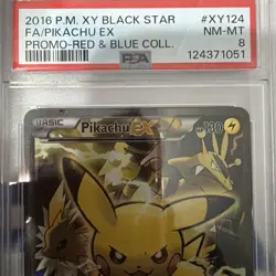 2016 POKEMON XY BLACK STAR PROMO RED & BLUE COLL FULL ART/PIKACHU EX PSA 8 - Image 3