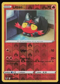 LITTEN 030/195 COMMON SILVER TEMPEST POKEMON REVERSE HOLO NM/M - Image 1