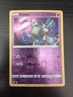 2020 Pokemon Golett 076/189 Swsh03: Darkness Ablaze Reverse Holo - Image 1