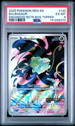 2025 Pokemon Meg En-Mega Evolution #133 Bulbasaur Enhanced Bstr Box Topper PSA 6 - Image 1
