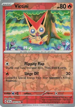 Victini Reverse Holo 030/162 Common SV05: Temporal Forces NM Pokemon - Image 1