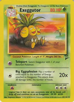 Exeggutor 039/130 Base Set 2 Uncommon Normal Pokemon TCG - Image 1