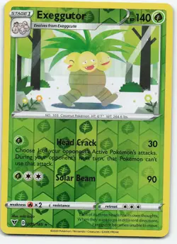 Exeggutor 005/185 Reverse Holo Rare SWSH04: Vivid Voltage NM Pokemon - Image 1