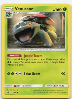 Venusaur 3/73 Uncommon Normal Shining Legends NM/LP Pokemon - Image 1