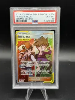 2019 POKEMON SUN & MOON COSMIC ECLIPSE #234 FULL ART/RED & BLUE PSA 10 - Image 1