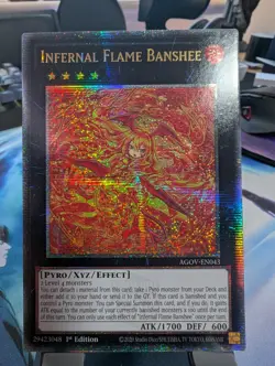 YuGiOh! Infernal Flame Banshee AGOV-EN043 Quarter Century Rare 1st Ed - Image 1