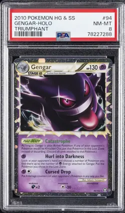 2010 POKEMON HEARTGOLD & SOULSILVER TRIUMPHANT #94 GENGAR-HOLO PSA 8 - Image 1