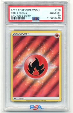 2023 Pokemon SWSH Crown Zenith Fire Energy Holo 153/159 PSA 10 Gem Mint - Image 1