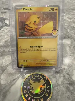 Pokemon Day 30th Anniversary Pikachu 051 /162 Stamped 2026 Promo NM WITH SWIRL - Image 1
