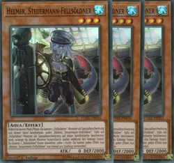 yugioh 3x Helmer, Steuermann-Fellsoldner DASA-DE016 SUPER RARE 1AUFLAGE DEUTSCH - Image 1