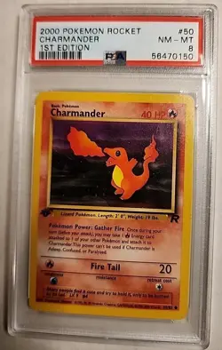 2000 POKEMON ROCKET #50 CHARMANDER 1ST EDITION PSA 8 - Image 1