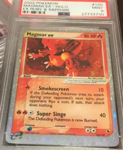 Magmar Ex Holo Psa 9 Mint Ruby Sapphire Pokemon 2003 E Series #100 Nice Swirl - Image 3