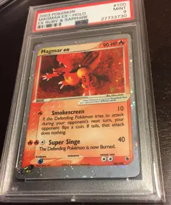 Magmar Ex Holo Psa 9 Mint Ruby Sapphire Pokemon 2003 E Series #100 Nice Swirl - Image 4