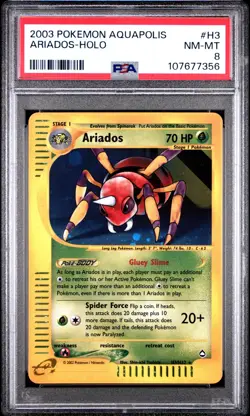 Pokemon Aquapolis - Ariados H3/32 Holo Rare PSA 8 NM-MT - Image 1