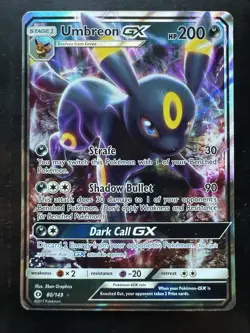 Pokemon Umbreon GX 80/149 Sun & Moon Base Set Holo (LP) - Image 1