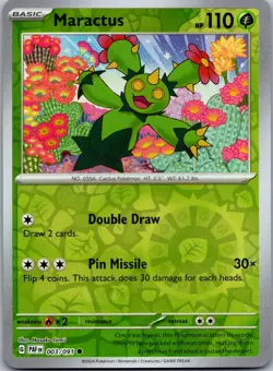 Maractus 003/091 - SV: Paldean Fates Pokemon Common NM Reverse Holo - Image 1