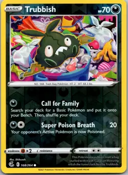 Trubbish 168/264 - SWSH08: Fusion Strike Pokemon NM Reverse Holofoil - Image 1