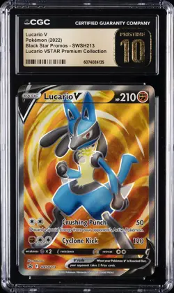 2022 POKEMON BLACK STAR PROMOS LUCARIO VSTAR PREM COLL LUCARIO V CGC 10 PERFECT - Image 1