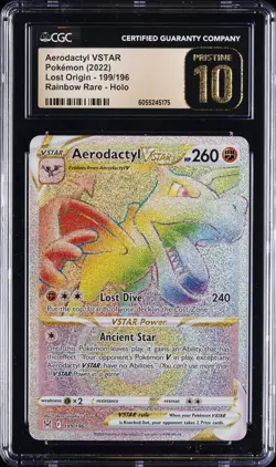 2022 POKEMON LOST ORIGIN RAINBOW RARE - HOLO AERODACTYL VSTAR CGC 10 PERFECT - Image 1