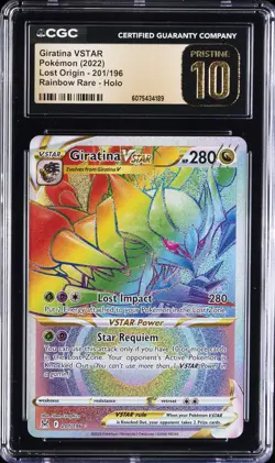 2022 POKEMON LOST ORIGIN RAINBOW RARE HOLO #201 GIRATINA VSTAR CGC 10 PERFECT - Image 1
