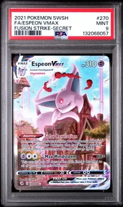 2021 POKEMON SWORD & SHIELD FUSION STRIKE SECRET #270 FULL ART/ESPEON VMAX PSA 9 - Image 1