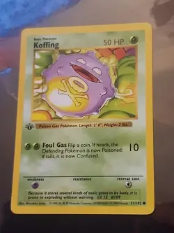 1999 Pokemon Koffing 1st Edition 051/102 Base Set - Image 1
