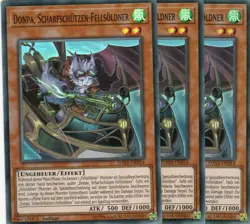 yugioh 3x Donpa, Scharfschutzen-Fellsold DASA-DE014 SUPER RARE 1AUFLAGE DEUTSCH - Image 1