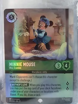 Minnie Mouse Mrs. Cratchit Lorcana Card Epic Symbol Card Rare Top Loader Sleeve - Image 1