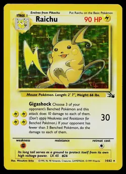 Pokemon Card - Raichu Fossil 14/62 Holo Rare - Image 1