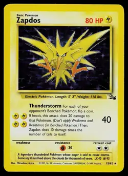 Pokemon Card - Zapdos Fossil 15/62 Holo Cosmos Holo Rare - Image 1