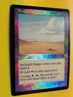 Secluded Steppe. Land Onslaught. MTG Card. Old vintage FOIL. Shooting star. - Image 5