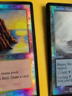 Land x3 Onslaught. MTG Card. Old vintage FOIL. Seaside Haven,Barren moor,Steppe - Image 5