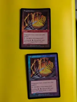 Forgotton Cave x2 Land Onslaught. MTG Card. Old vintage FOIL. Shooting star. - Image 1