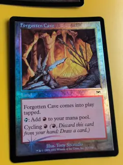 Forgotton Cave x2 Land Onslaught. MTG Card. Old vintage FOIL. Shooting star. - Image 4