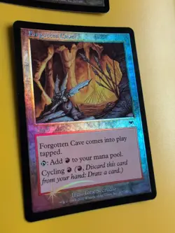 Forgotton Cave x2 Land Onslaught. MTG Card. Old vintage FOIL. Shooting star. - Image 5