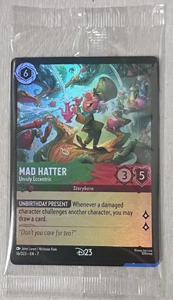 D23 Disney Lorcana Mad Hatter Promo Card Sealed In Original Packaging Brand New - Image 1