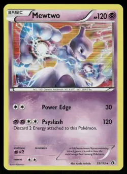 Pokemon Cards Mewtwo 53/113 Legendary Treasures Holo Rare LP - Image 1