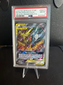 2019 Pokemon Hidden Fates #SM210 Moltres Zapdos Articuno GX Full Art PSA 8 NM-MT - Image 1