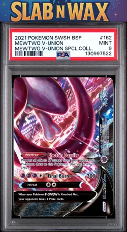 Pokemon tcg 2021 Swsh Black Star Promo Mewtwo V-Union #162 PSA 9 - Image 1