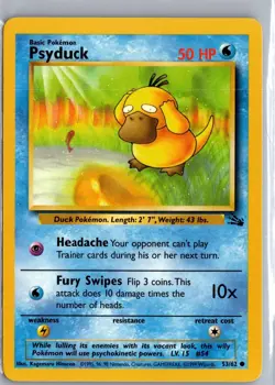 Psyduck 53/62 Common Fossil Pokemon Unlimited Near Mint - Image 1