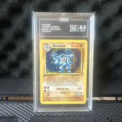 Pokemon TCG Machamp Holo 1st Edition Base Set #8/102 Grade TAG 8.5 Near Mint + - Image 1