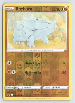 Rhyhorn 096/202 Pokemon Sword & Shield Reverse Holo Common Near Mint - Image 1
