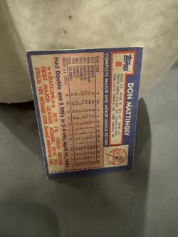 Don Mattingly 1984 Topps #8 Rookie Card - Image 2