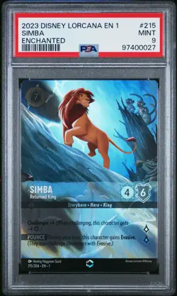 2023 DISNEY LORCANA EN 1-THE FIRST CHAPTER ENCHANTED SIMBA - RETURNED KING PSA 9 - Image 1