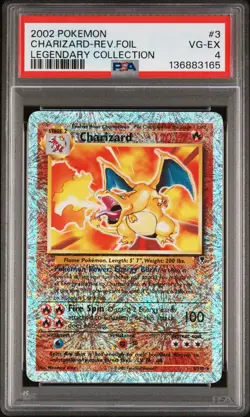 Pokemon 2002 Charizard Legendary Collection Reverse Holo Card 3/110 PSA 4 - Image 1
