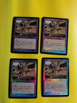 Goblin Burrows x4 land Onslaught. MTG Card. Old vintage FOIL. Playset - wear - Image 1