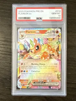 POKEMON 2025 Prismatic Evolutions PSA 10 🔥 FLAREON EX #014 Mint Perfect - Image 1