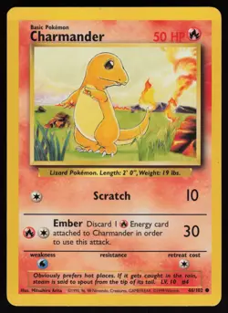 CHARMANDER 46/102 COMMON BASE SET UNLIMITED POKEMON NM/M - Image 1