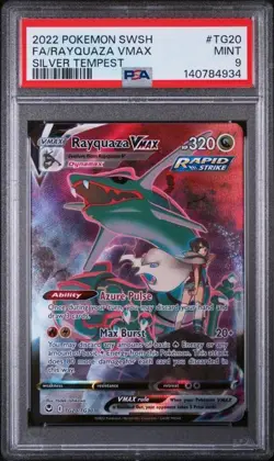 2022 POKEMON SWORD & SHIELD SILVER TEMPEST #TG20 FULL ART/RAYQUAZA VMAX PSA 9 - Image 1